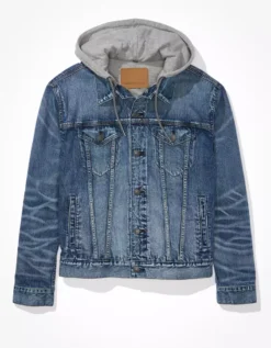 AE Hooded Denim Trucker Jacket -Top Men Apparel 0106 1537 400 f