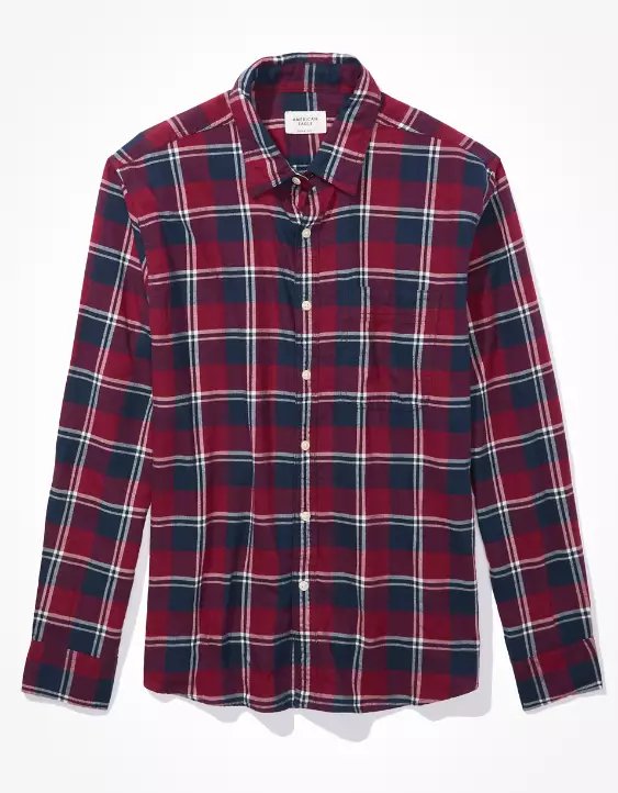 AE Super Soft Everyday Plaid Button-Up Shirt 3 AE Super Soft Everyday Plaid Button-Up Shirt - Image 3