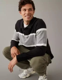 AE Long-Sleeve Striped Sweater Polo -Top Men Apparel 1149 1797 001 of